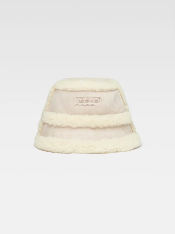 JACQUEMUS Hats Shearling Bucket Hat Ivory 8211 Men