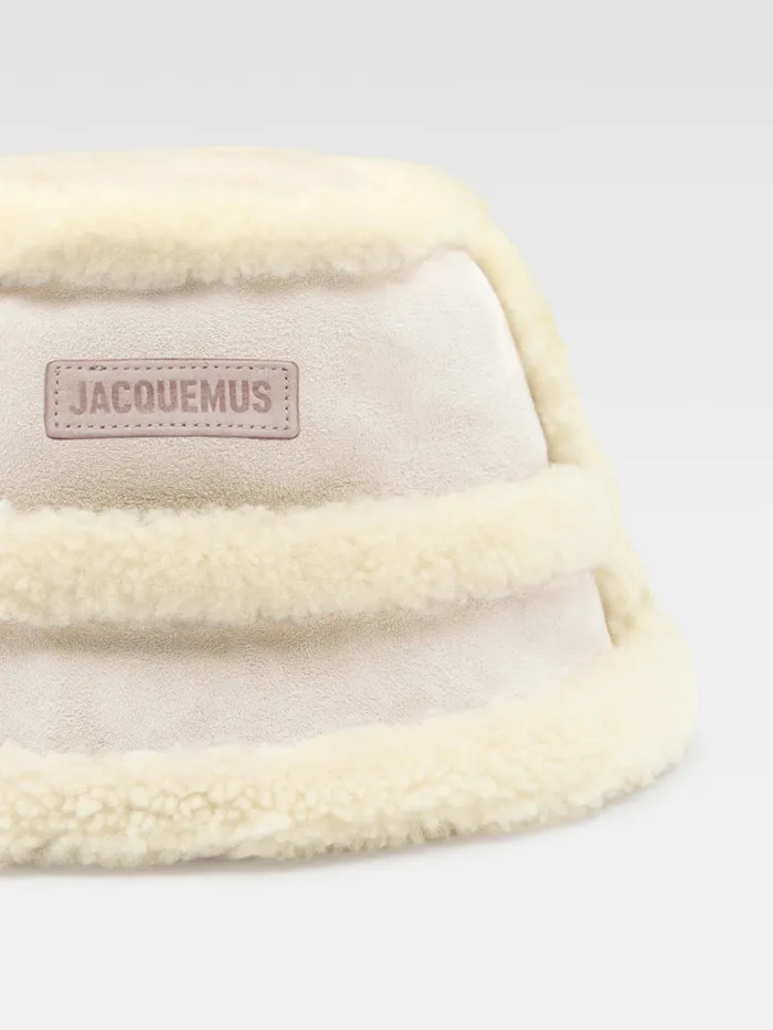 JACQUEMUS Hats Shearling Bucket Hat Ivory 8211 Men