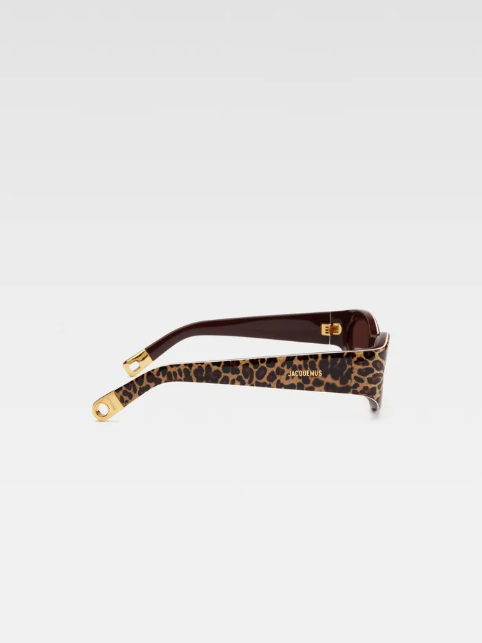 JACQUEMUS Jewellery and Sunglasses Oval Sunglasses Print Leopard Brown 8211 Men