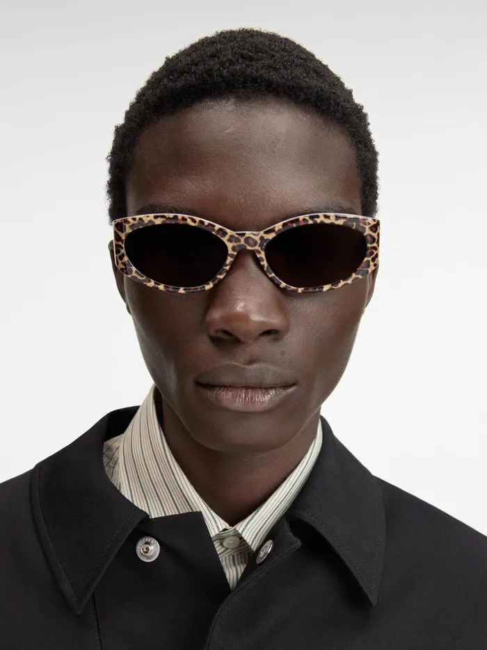 JACQUEMUS Jewellery and Sunglasses Oval Sunglasses Print Leopard Brown 8211 Men