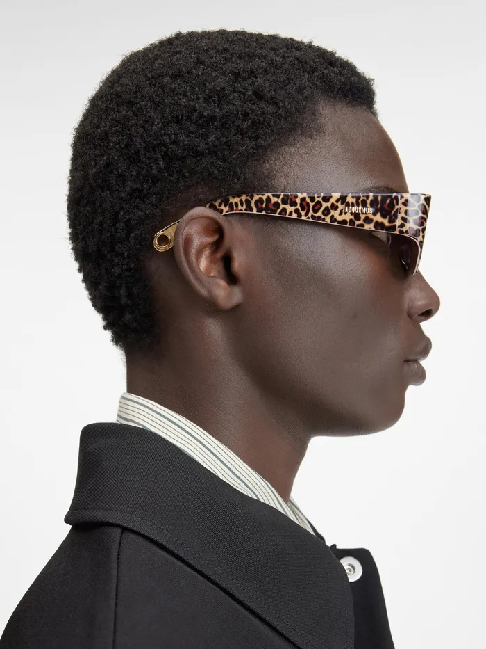 JACQUEMUS Jewellery and Sunglasses Oval Sunglasses Print Leopard Brown 8211 Men
