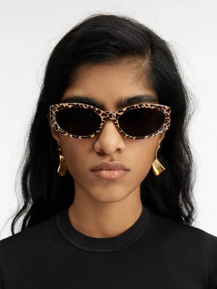 JACQUEMUS Jewellery and Sunglasses Oval Sunglasses Print Leopard Brown 8211 Men
