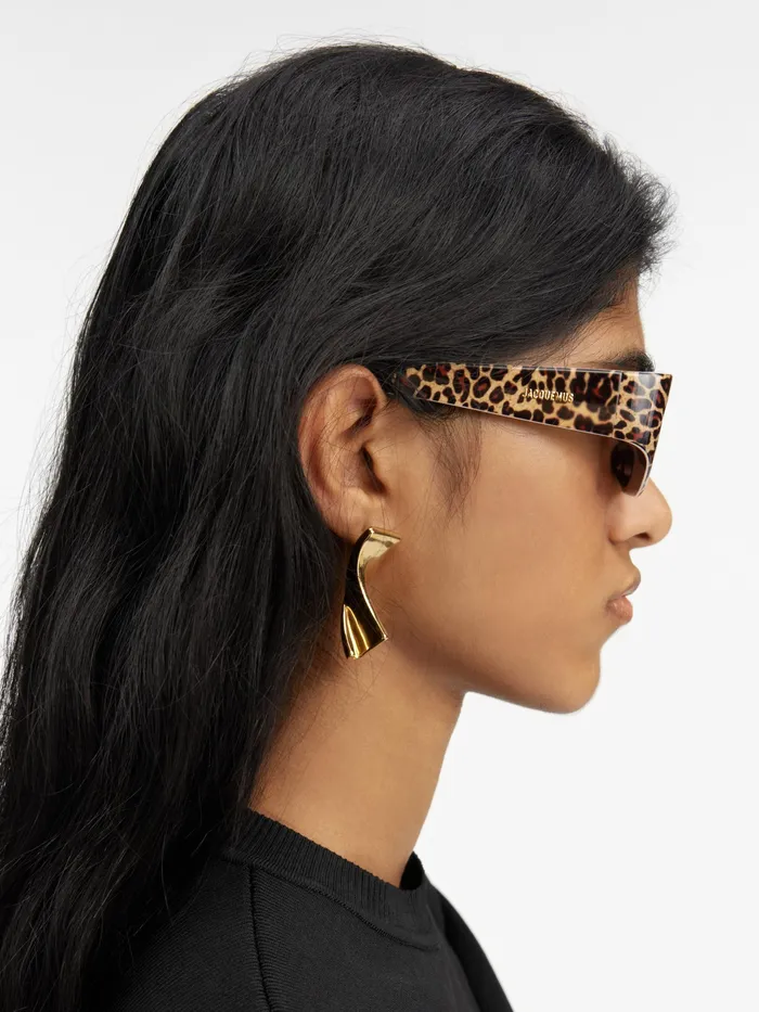 JACQUEMUS Jewellery and Sunglasses Oval Sunglasses Print Leopard Brown 8211 Men
