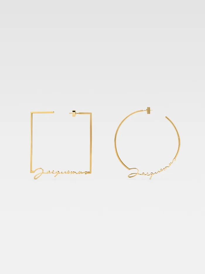 JACQUEMUS Jewellery Asymmetric Signature Logo Earrings Gold 8211 Women