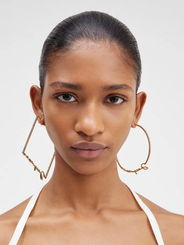 JACQUEMUS Jewellery Asymmetric Signature Logo Earrings Gold 8211 Women