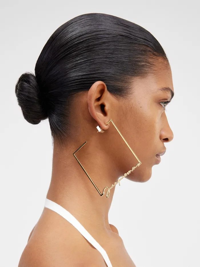 JACQUEMUS Jewellery Asymmetric Signature Logo Earrings Gold 8211 Women