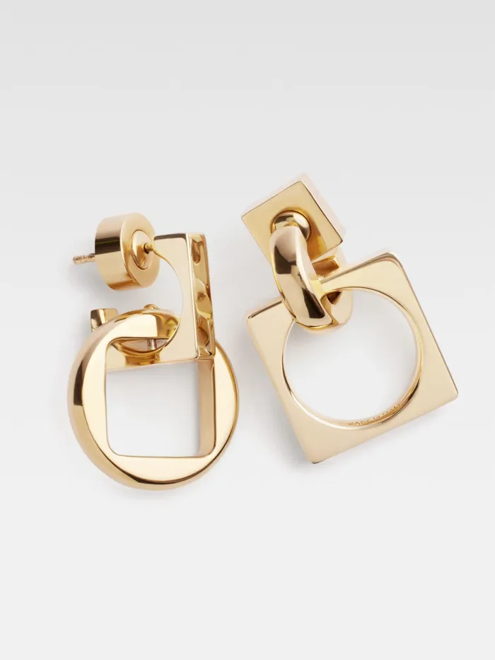 JACQUEMUS Jewellery Circle And Square Charm Earrings Light Gold 8211 Women