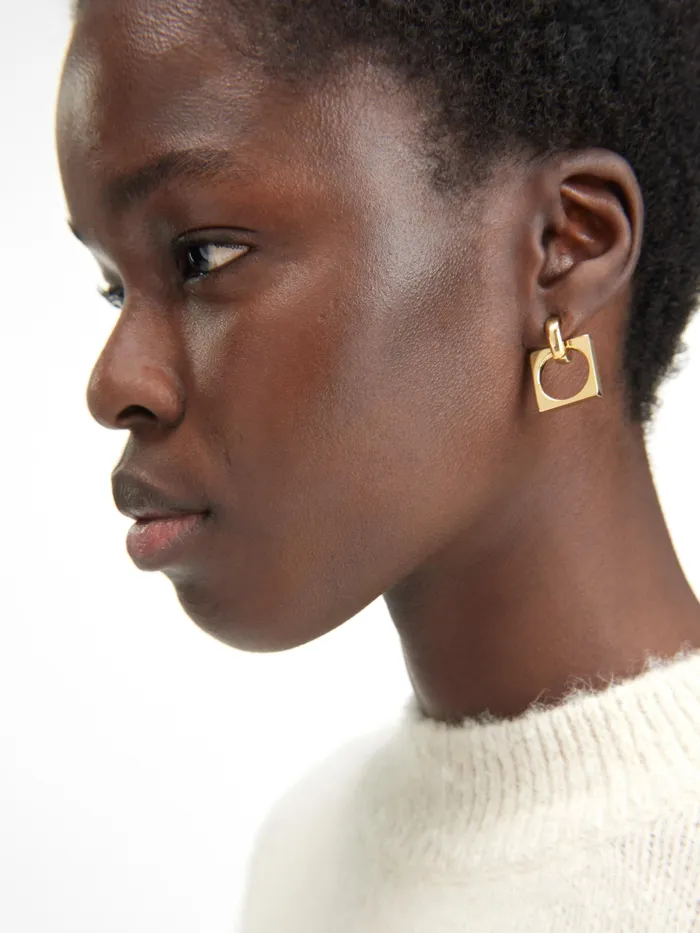 JACQUEMUS Jewellery Circle And Square Charm Earrings Light Gold 8211 Women