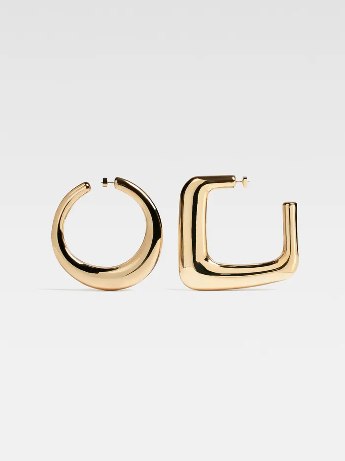 JACQUEMUS Jewellery Circle And Square Hoop Light Gold 8211 Women