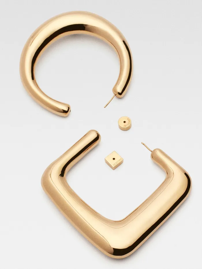 JACQUEMUS Jewellery Circle And Square Hoop Light Gold 8211 Women
