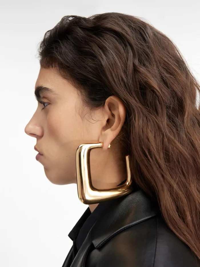 JACQUEMUS Jewellery Circle And Square Hoop Light Gold 8211 Women