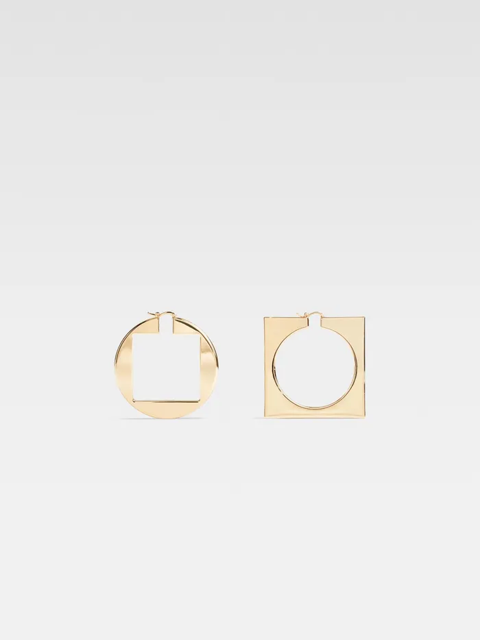 JACQUEMUS Jewellery Circle And Square Hoops Light Gold 8211 Women