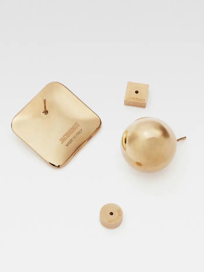JACQUEMUS Jewellery SquareRound Earrings Light Gold 8211 Women