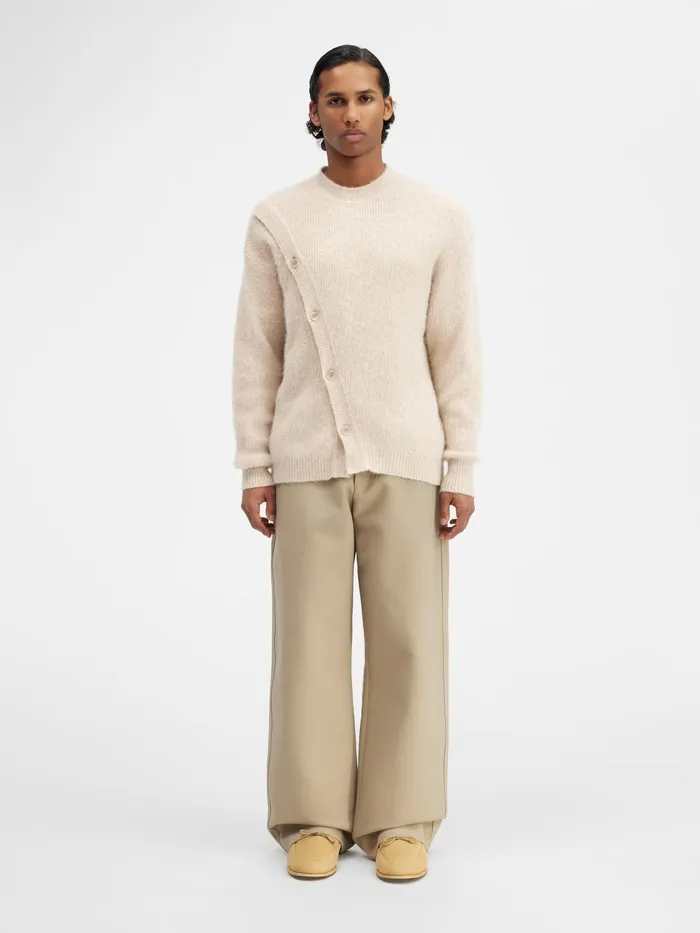 JACQUEMUS Knits Asymmetric Cardigan Beige 8211 Men