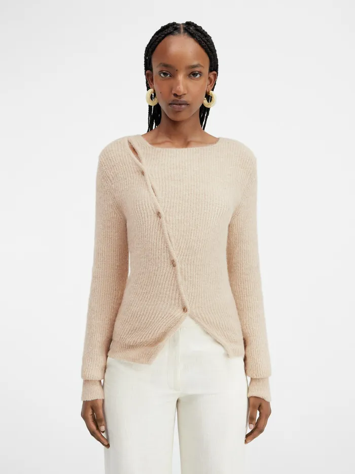 JACQUEMUS Knits Asymmetric Cardigan Beige 8211 Women