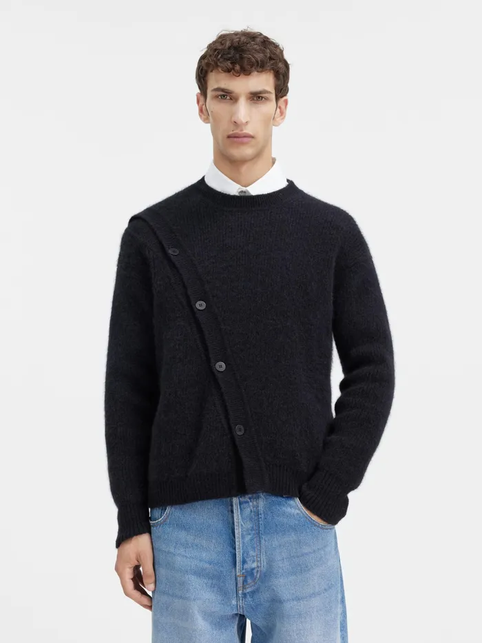JACQUEMUS Knits Asymmetric Cardigan Black 8211 Men