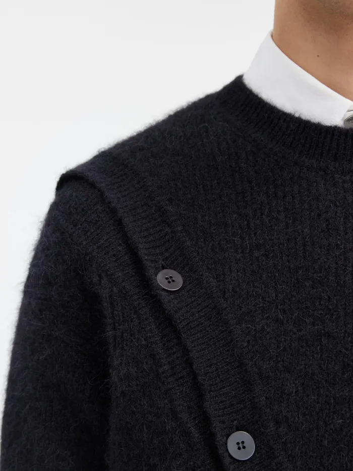 JACQUEMUS Knits Asymmetric Cardigan Black 8211 Men