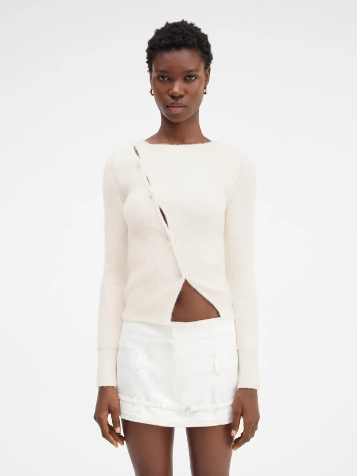 JACQUEMUS Knits Asymmetric Cardigan Offwhite 8211 Women
