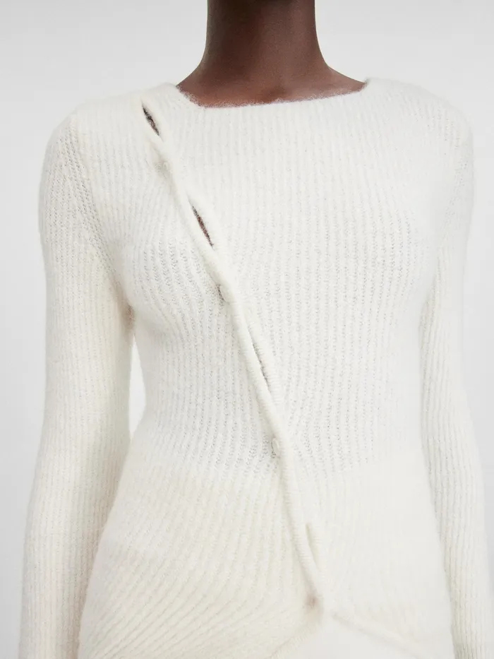 JACQUEMUS Knits Asymmetric Cardigan White 8211 Women
