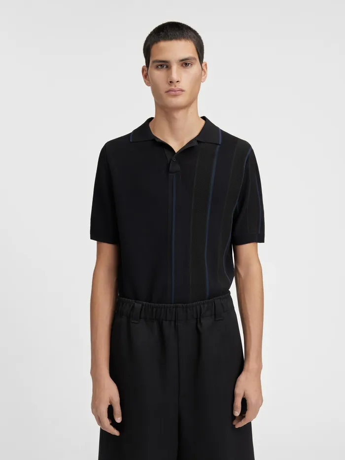 JACQUEMUS Knits Contrast Knit Polo Black 8211 Men