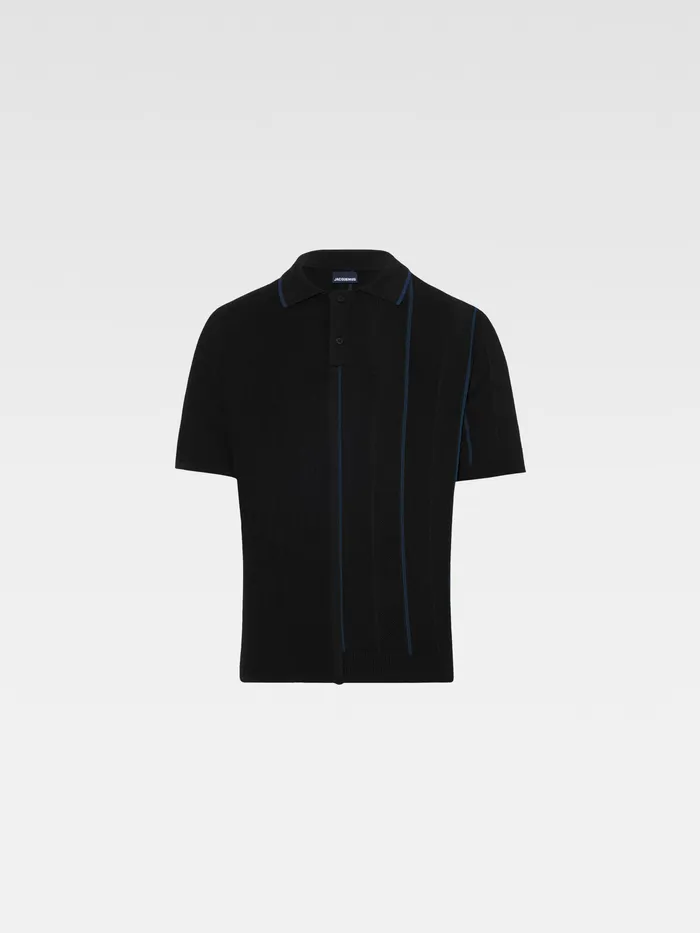 JACQUEMUS Knits Contrast Knit Polo Black 8211 Men