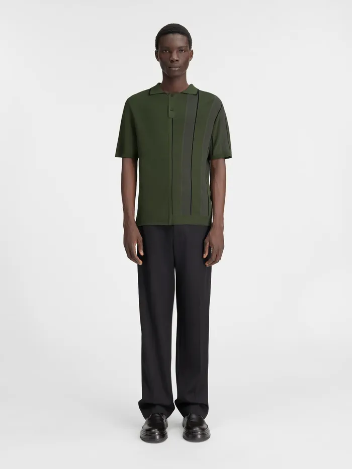 JACQUEMUS Knits Contrast Knit Polo Dark Green 8211 Men