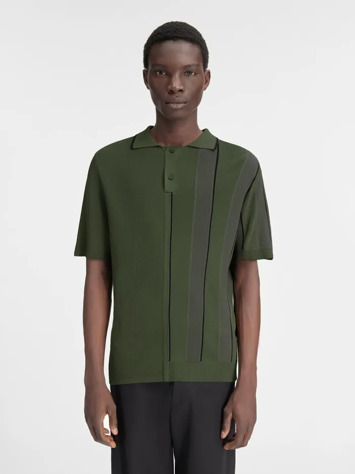 JACQUEMUS Knits Contrast Knit Polo Dark Green 8211 Men