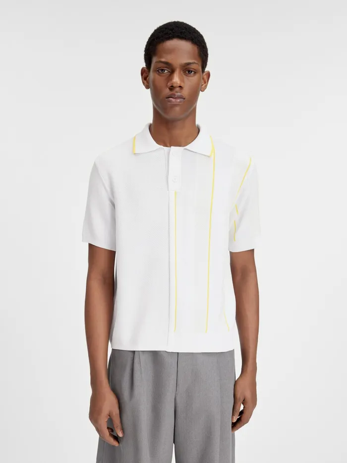 JACQUEMUS Knits Contrast Knit Polo White 8211 Men