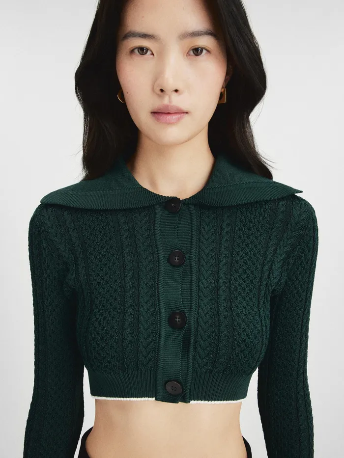 JACQUEMUS Knits Cropped Cardigan Dark Green 8211 Women