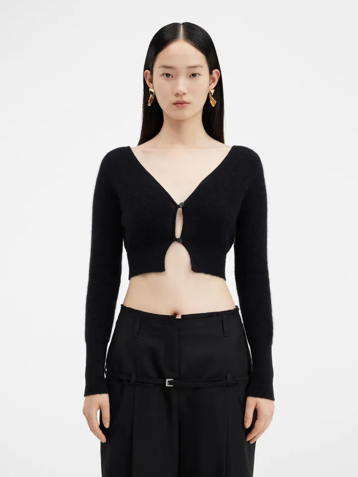 JACQUEMUS Knits Cropped Mohair Cardigan Black 8211 Women