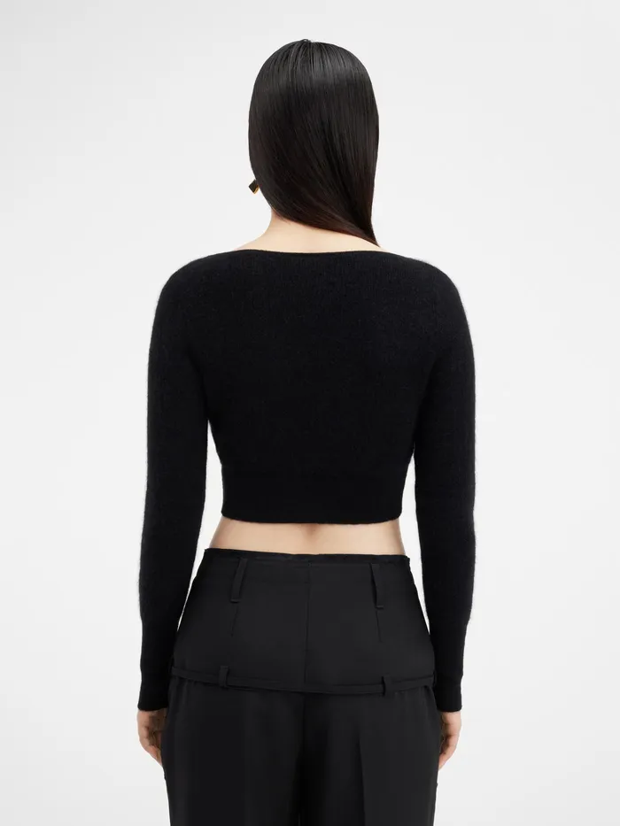 JACQUEMUS Knits Cropped Mohair Cardigan Black 8211 Women