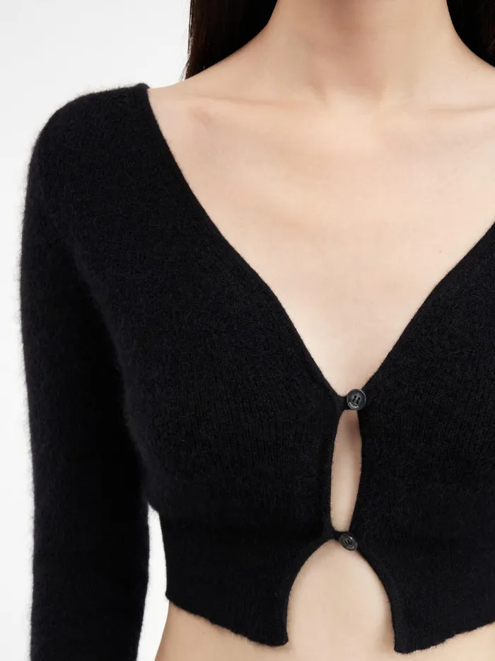 JACQUEMUS Knits Cropped Mohair Cardigan Black 8211 Women
