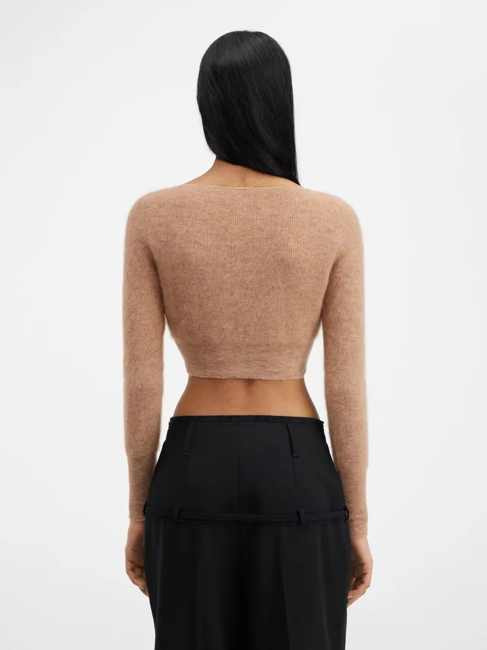JACQUEMUS Knits Cropped Mohair Cardigan Light Brown 8211 Women