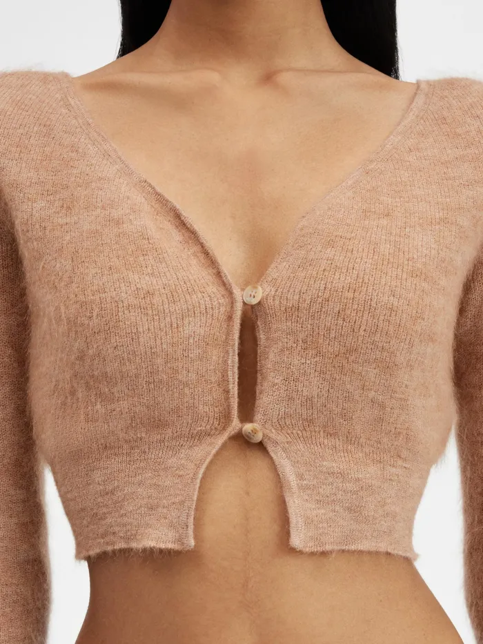 JACQUEMUS Knits Cropped Mohair Cardigan Light Brown 8211 Women
