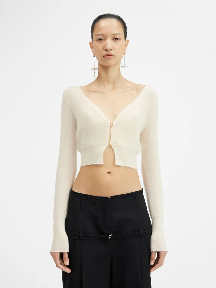 JACQUEMUS Knits Cropped Mohair Cardigan Offwhite 8211 Women