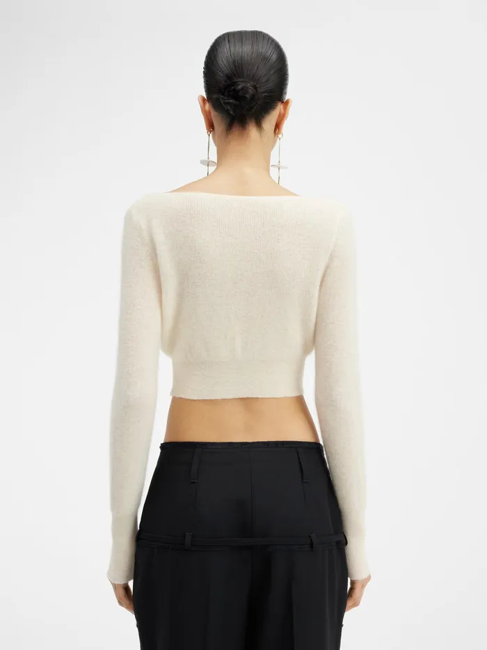 JACQUEMUS Knits Cropped Mohair Cardigan Offwhite 8211 Women