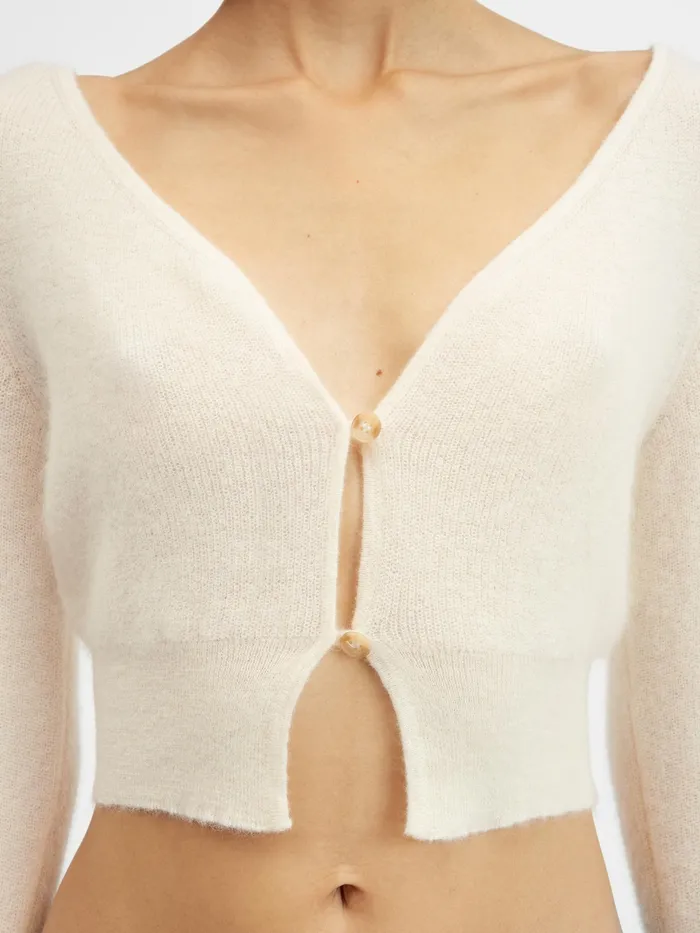 JACQUEMUS Knits Cropped Mohair Cardigan Offwhite 8211 Women