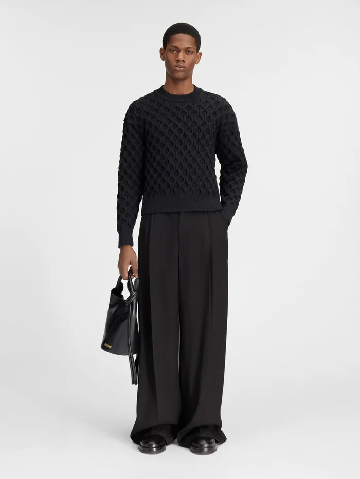JACQUEMUS Knits Honeycomb Sweater Black 8211 Men