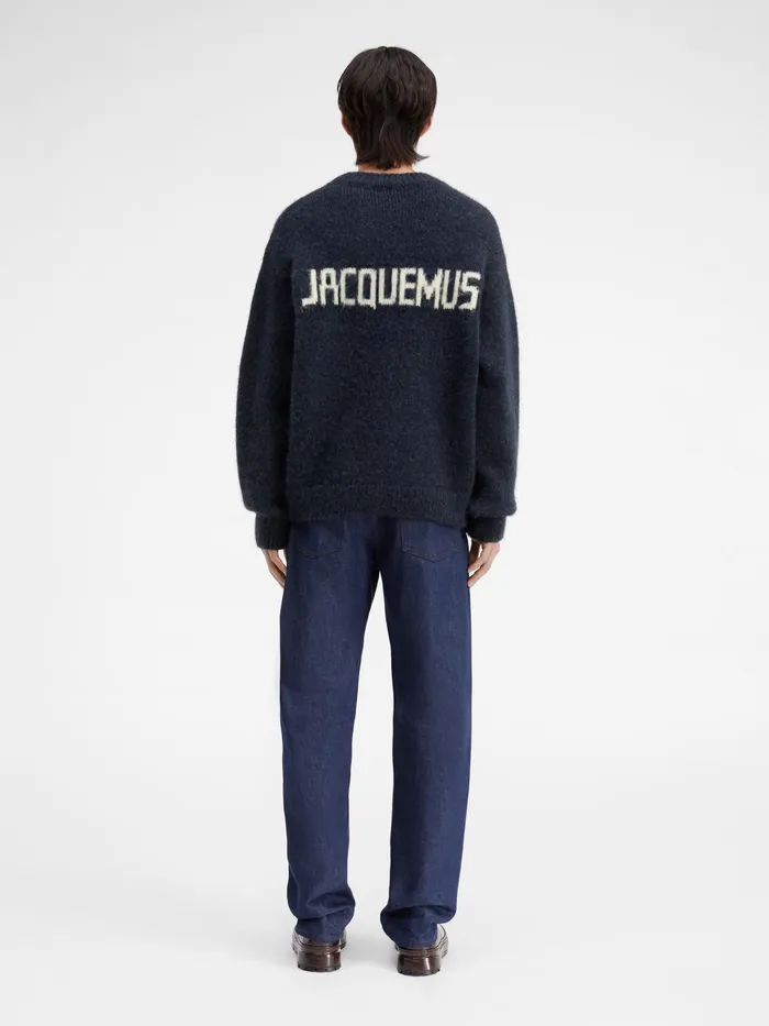 JACQUEMUS Knits Jacquard Logo Sweater Dark Navy 8211 Men