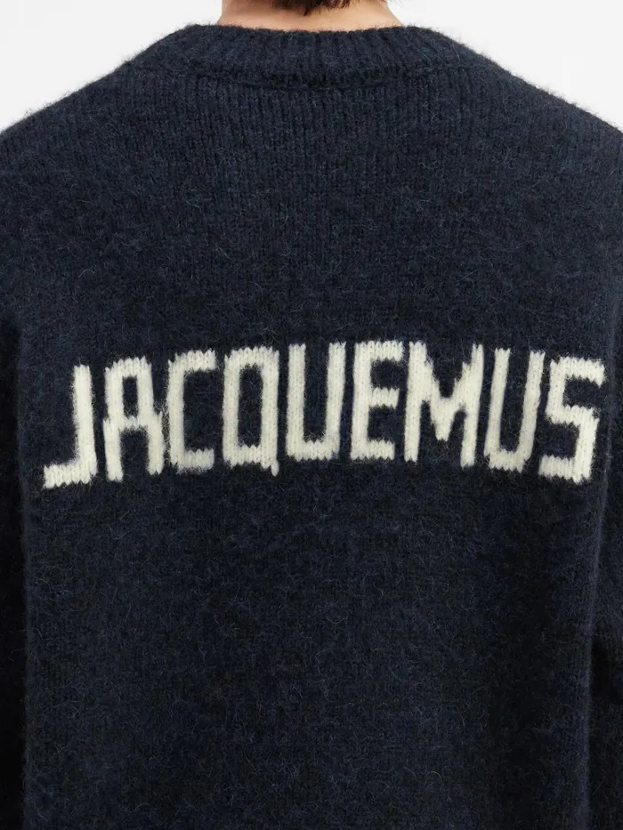 JACQUEMUS Knits Jacquard Logo Sweater Dark Navy 8211 Men