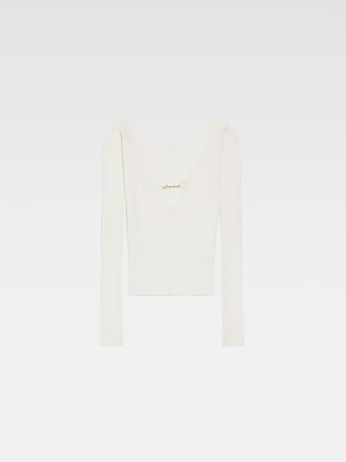 JACQUEMUS Knits Long Sleeve Scalloped Top Offwhite 8211 Women