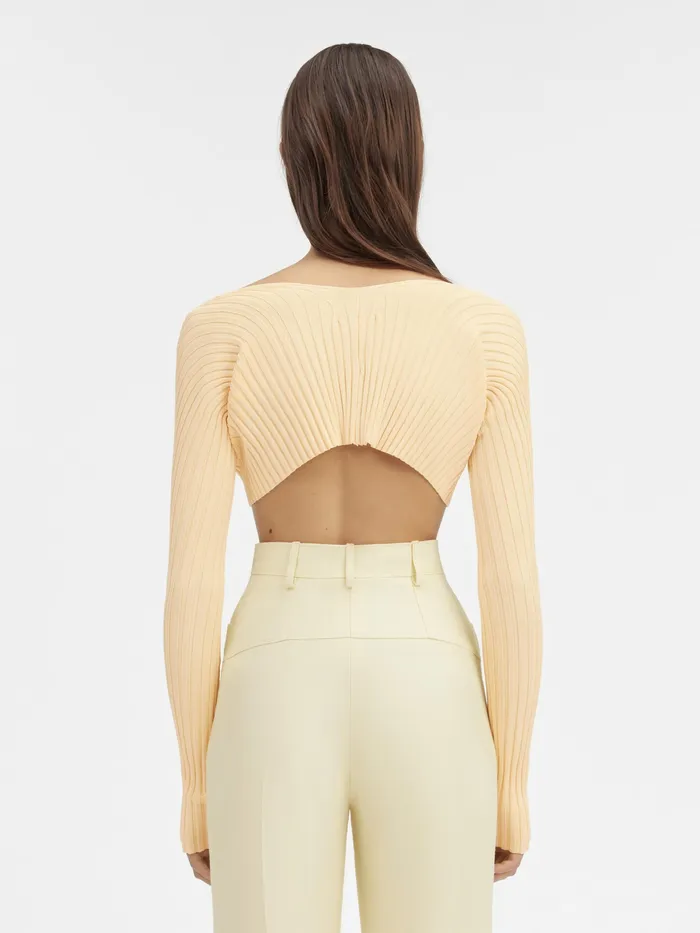 JACQUEMUS Knits Micro Charm Logo Cardigan Light Yellow 2 8211 Women