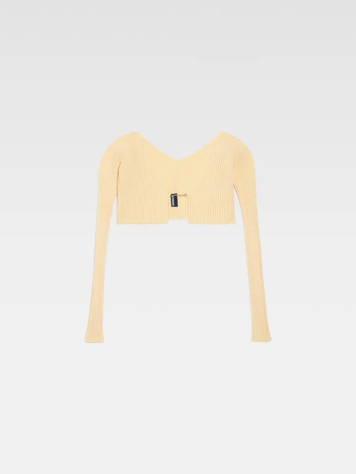 JACQUEMUS Knits Micro Charm Logo Cardigan Light Yellow 2 8211 Women