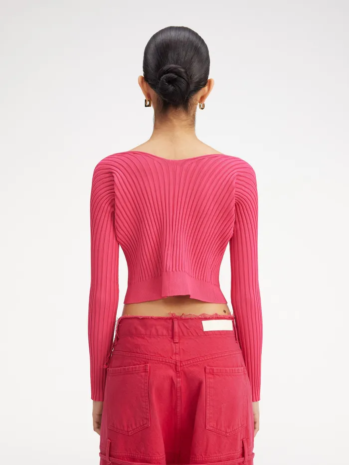 JACQUEMUS Knits Micro Charm Logo Cardigan Pink 8211 Women