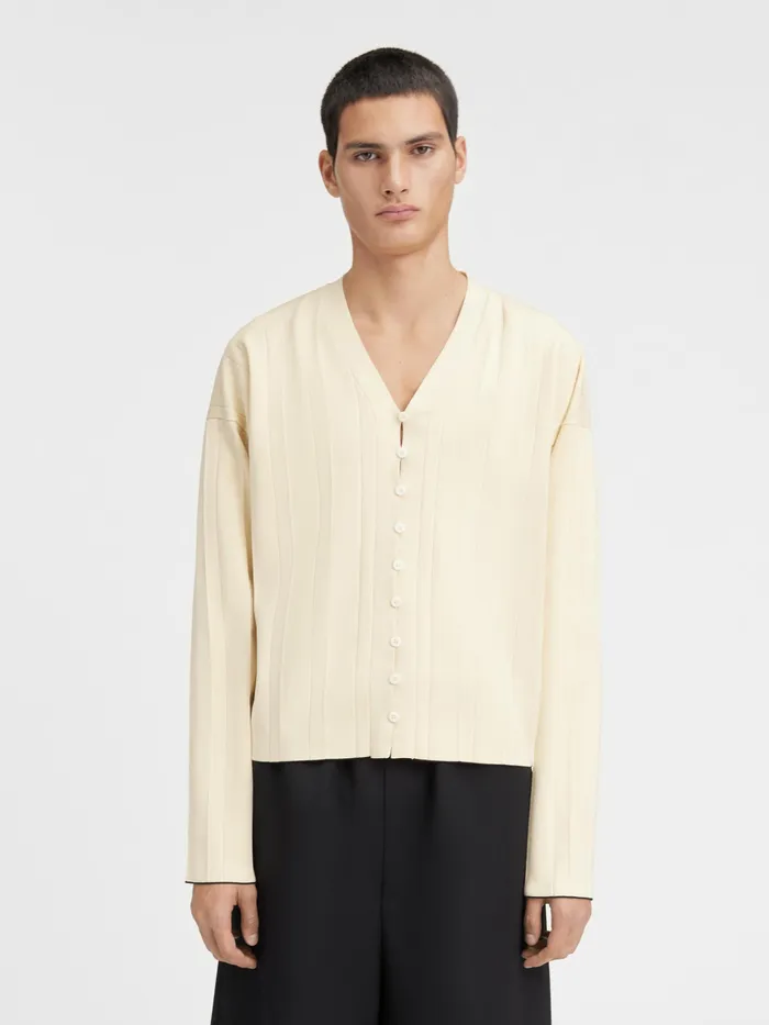 JACQUEMUS Knits Pleated Cardigan Light Ivory 8211 Men