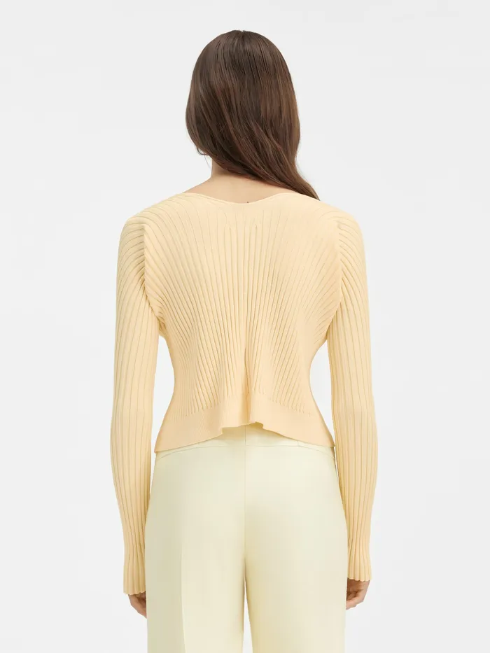 JACQUEMUS Knits Seamless Charm Logo Cardigan Light Yellow 2 8211 Women