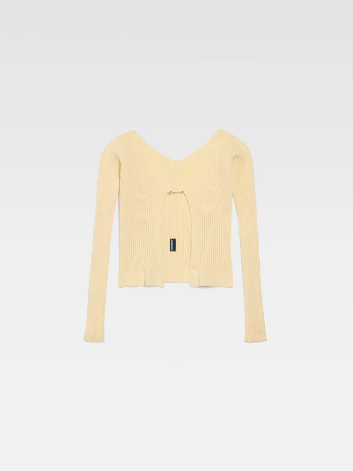 JACQUEMUS Knits Seamless Charm Logo Cardigan Light Yellow 2 8211 Women