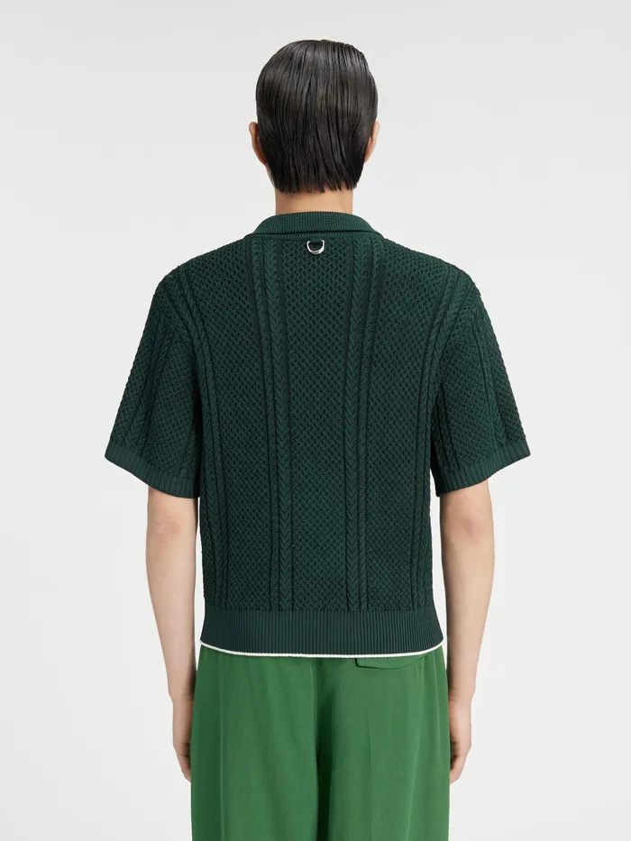 JACQUEMUS Knits ShortSleeved Knitted Polo Shirt Dark Green 8211 Men