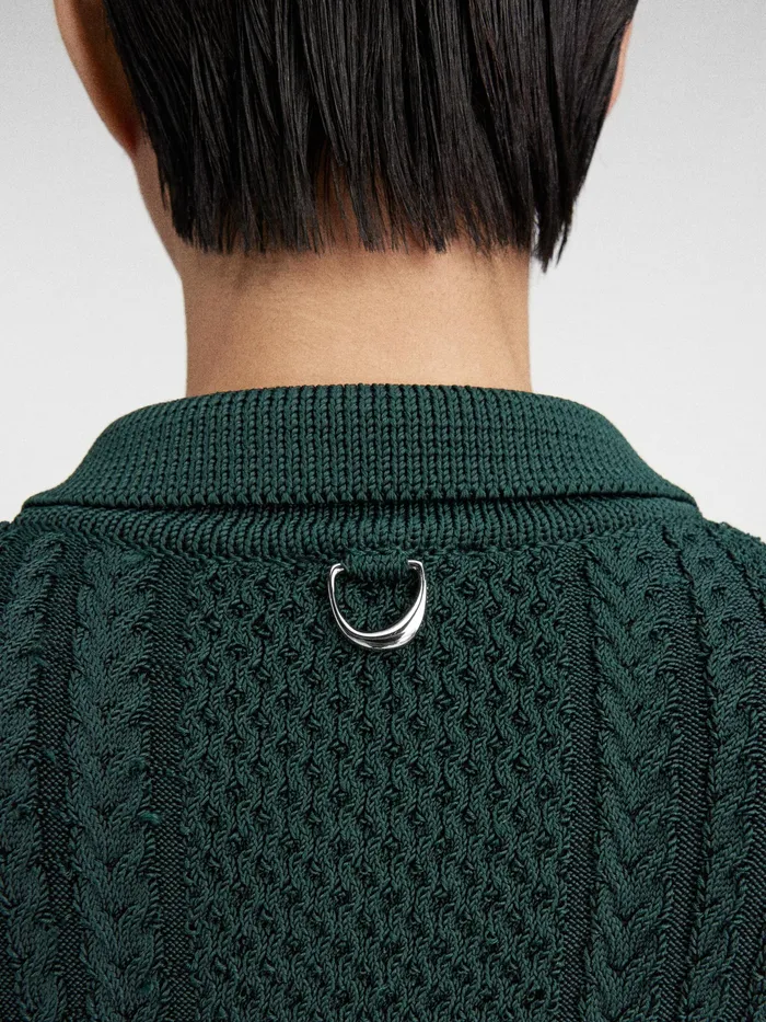 JACQUEMUS Knits ShortSleeved Knitted Polo Shirt Dark Green 8211 Men