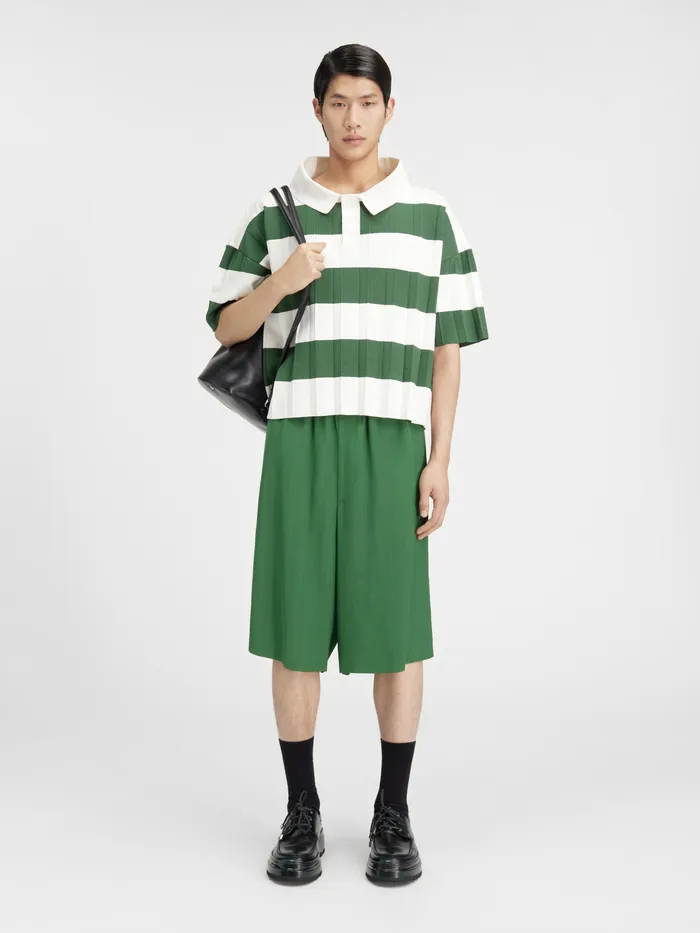 JACQUEMUS Knits Striped Pleated Polo Multigreen 8211 Men